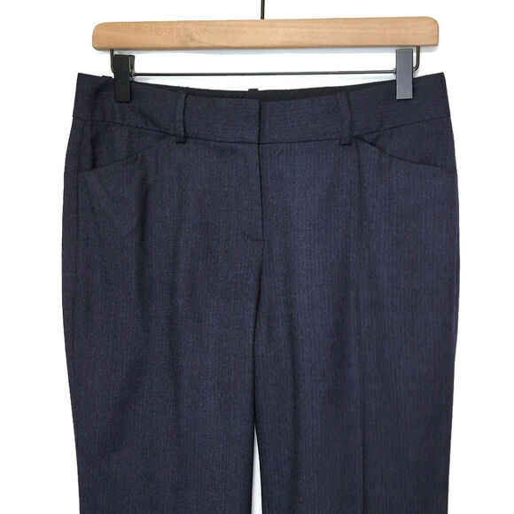 Theory Wool Blend Mid Rise Slim Bootcut Navy Blue Trouser Pant Size 4 - Picture 3 of 16